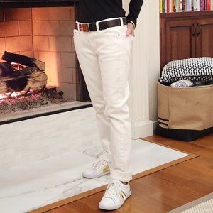 LOWRISE, WHITE, STRAIGHT LEG JEANS BY J. CREW